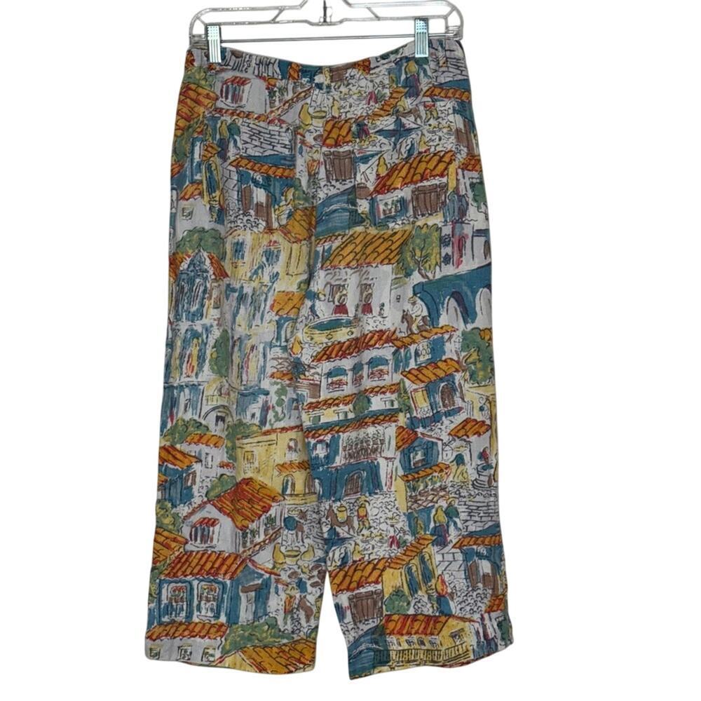 Chico’s Linen Colorful Vaca Crop Pants Size 0/ size 4/6 - Picture 2 of 5